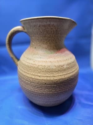 Vintage Justice Pottery Signed Stoneware Pitcher Hand Thrown Studio Art Jug