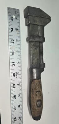 Antique 1880s L Coes Adjustable Monkey Wrench, Historic Wooden Knife Handle - Thumbnail 3