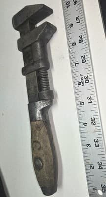 Antique 1880s L Coes Adjustable Monkey Wrench, Historic Wooden Knife Handle - Thumbnail 6