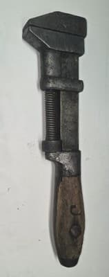 Antique 1880s L Coes Adjustable Monkey Wrench, Historic Wooden Knife Handle