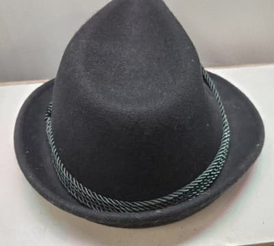 Vtg Alpen Kitz Austria 100% Wool Fedora Hat Grey Logo Conchos Rope Band OS - Thumbnail 3
