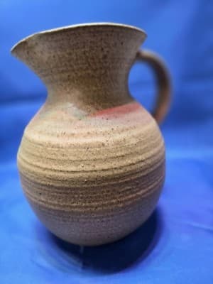 Vintage Justice Pottery Signed Stoneware Pitcher Hand Thrown Studio Art Jug - Thumbnail 2