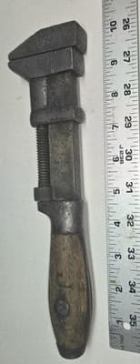 Antique 1880s L Coes Adjustable Monkey Wrench, Historic Wooden Knife Handle - Thumbnail 4