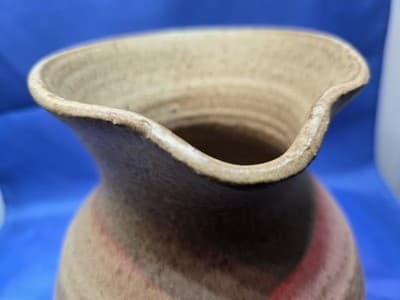 Vintage Justice Pottery Signed Stoneware Pitcher Hand Thrown Studio Art Jug - Thumbnail 6