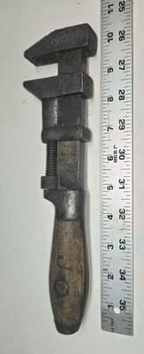 Antique 1880s L Coes Adjustable Monkey Wrench, Historic Wooden Knife Handle - Thumbnail 5