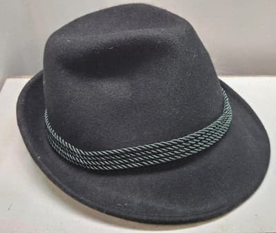 Vtg Alpen Kitz Austria 100% Wool Fedora Hat Grey Logo Conchos Rope Band OS - Thumbnail 2