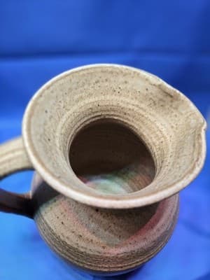 Vintage Justice Pottery Signed Stoneware Pitcher Hand Thrown Studio Art Jug - Thumbnail 4