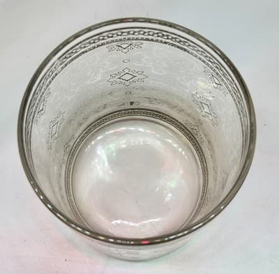 Vintage Cera Lowball (Or Rocks) Glass - 24k Gold Rims and Embossed Glass - Thumbnail 4