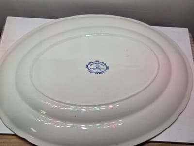 Vintage Swinnertons The Ferry Blue White Oval Serving Platter 15” Staffordshire - Thumbnail 6