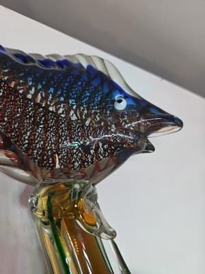 Vintage MCM Mid Century Murano Venetian Art Glass Large Fish Sculpture - Thumbnail 8