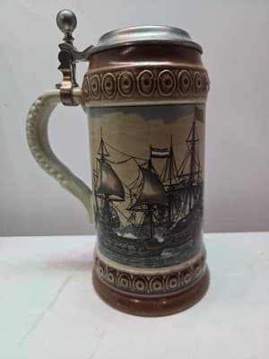 Vintage Rein Zinn German Stein. Sailing Fleet - Thumbnail 3