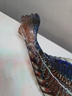 Vintage MCM Mid Century Murano Venetian Art Glass Large Fish Sculpture - Thumbnail 9