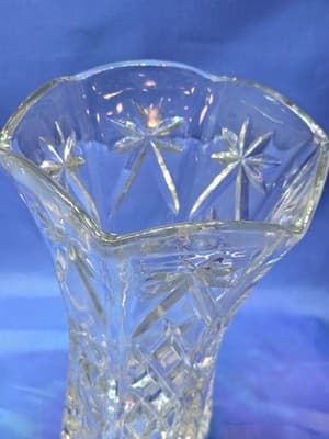 VTG Anchor Hocking EAPC Clear Glass Vase Early America Prescut Star of David 10" - Thumbnail 4