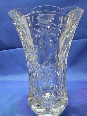 VTG Anchor Hocking EAPC Clear Glass Vase Early America Prescut Star of David 10" - Thumbnail 8