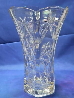 VTG Anchor Hocking EAPC Clear Glass Vase Early America Prescut Star of David 10" - Thumbnail 6
