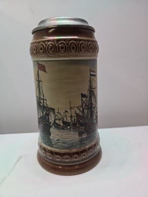Vintage Rein Zinn German Stein. Sailing Fleet - Thumbnail 2