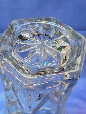 VTG Anchor Hocking EAPC Clear Glass Vase Early America Prescut Star of David 10" - Thumbnail 5