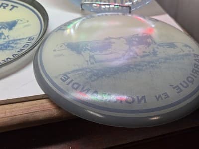 Vintage Glass Camembert Cheese Plates Set of 3 French Country Normandie Decor 8" - Thumbnail 5