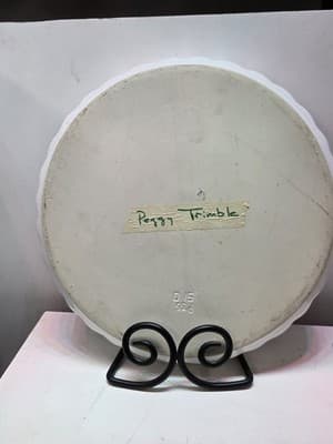 Vintage Hand Paint Ceramic Quiche Dish Tart Pan Fluted Blue Olive Pattern Italy - Thumbnail 4