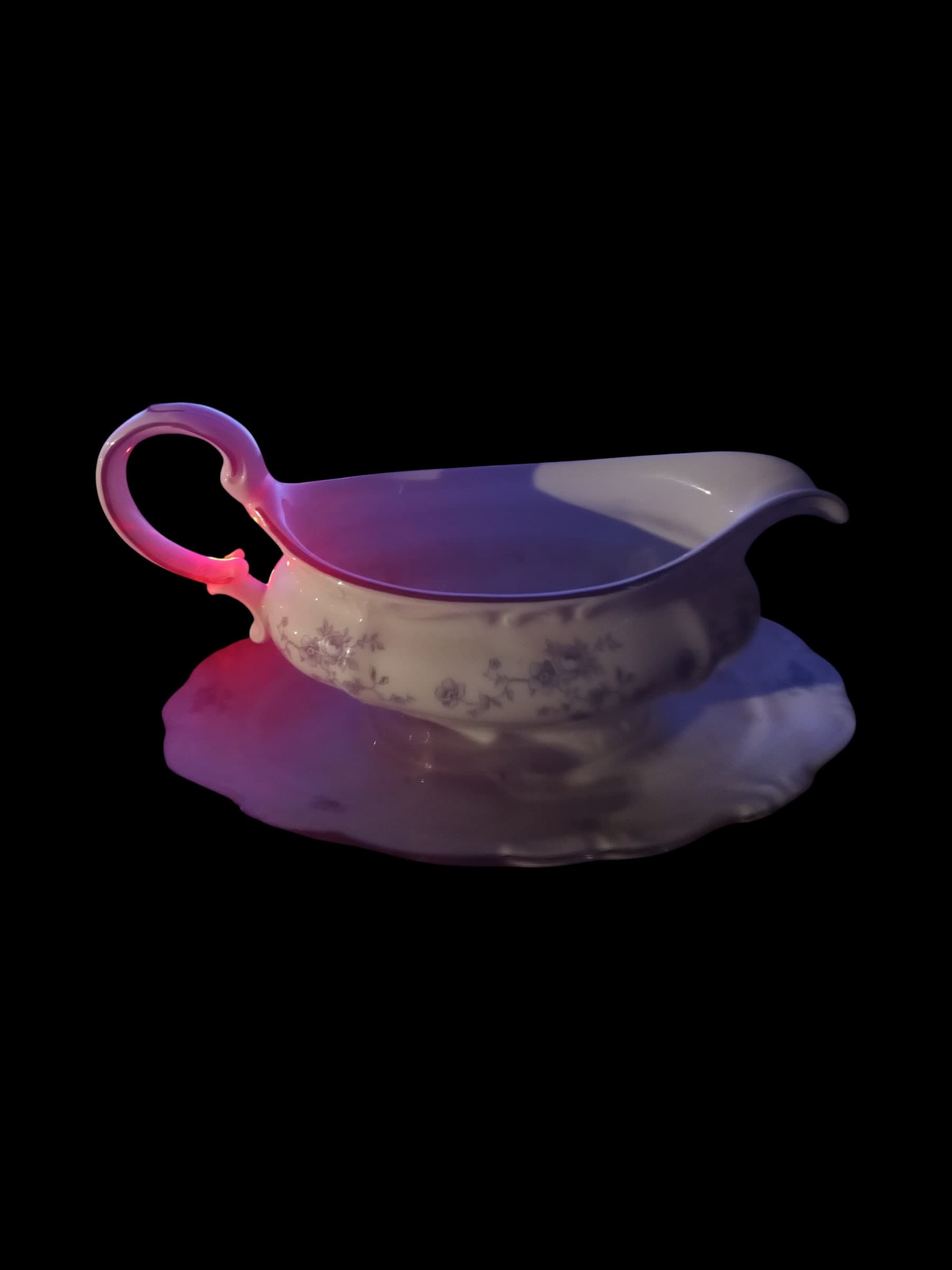 Vintage Porcelain Gravy Boat with Floral Design
