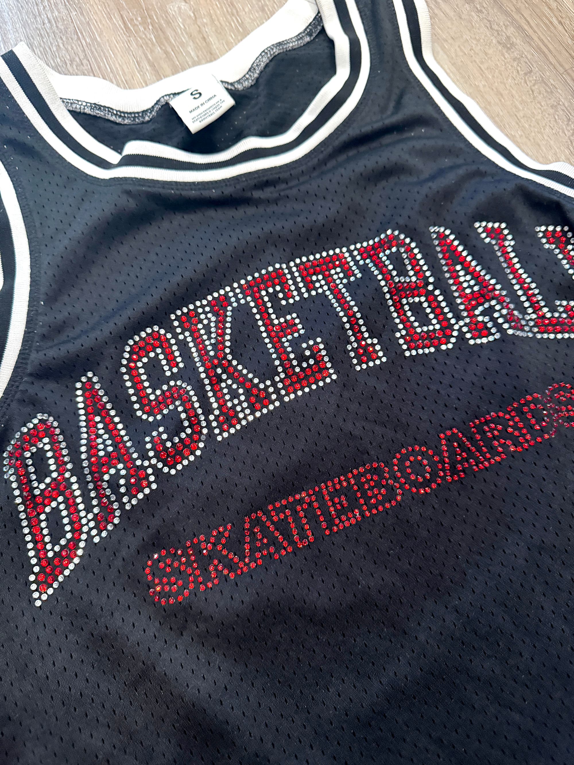 Heron Preston Basketball Skateboards Rhinestone Bling Black Jersey - Size S - Thumbnail 7