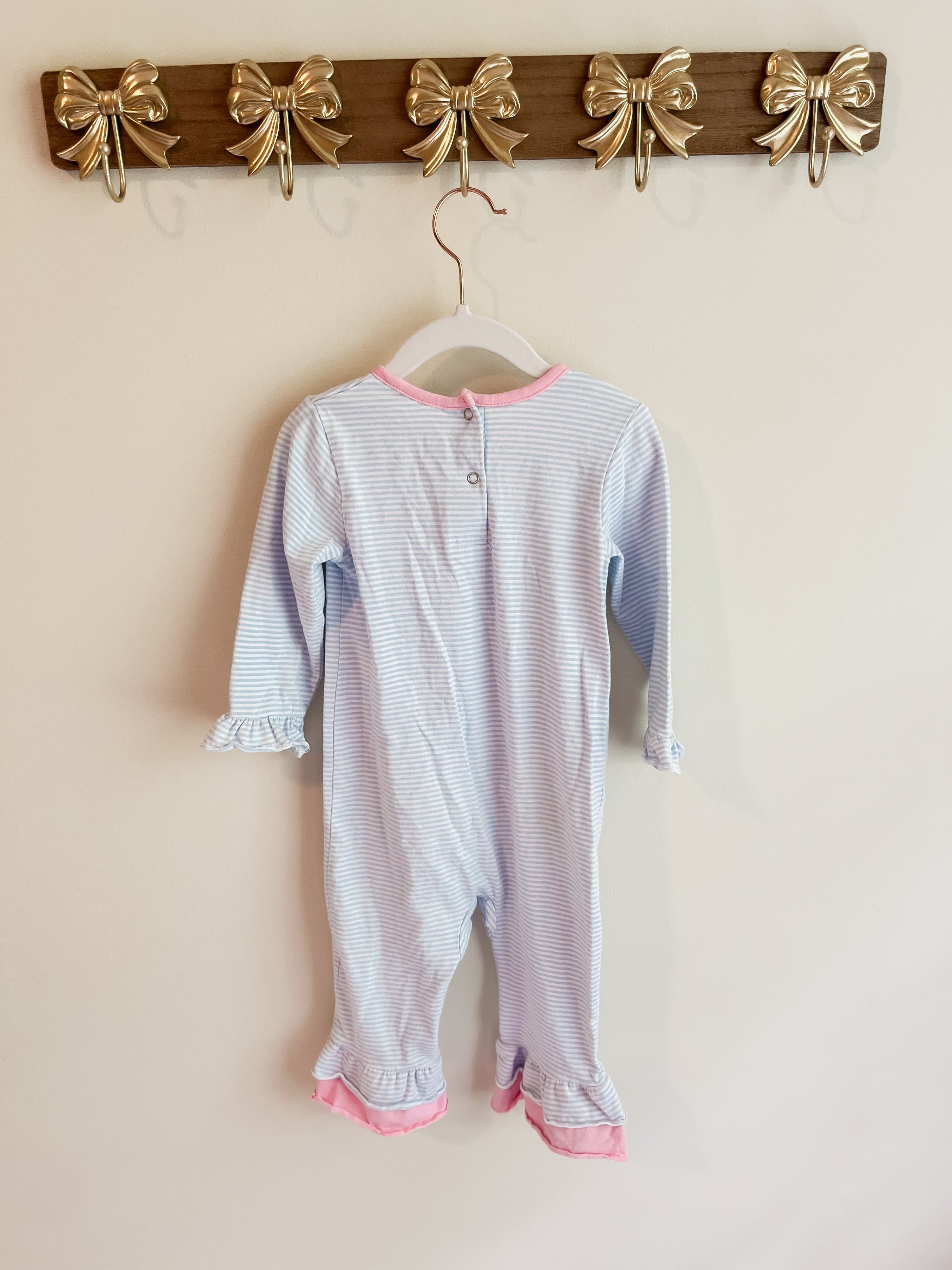 Stitchy Fish girls 24 months Striped romper with Ice Cream Design - Thumbnail 2