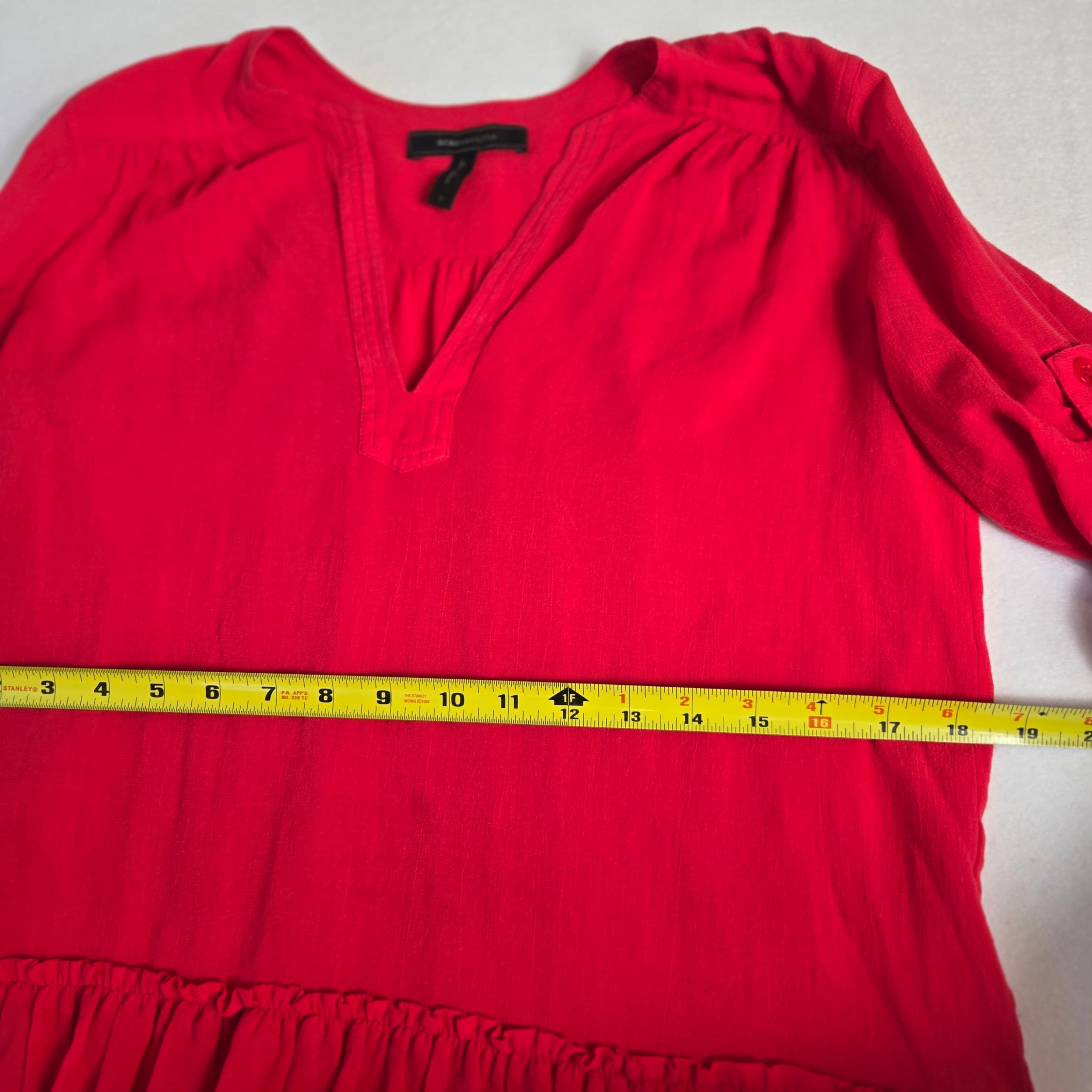 BCBG Maxazria Red Long Sleeve Tunic Dress - Thumbnail 5