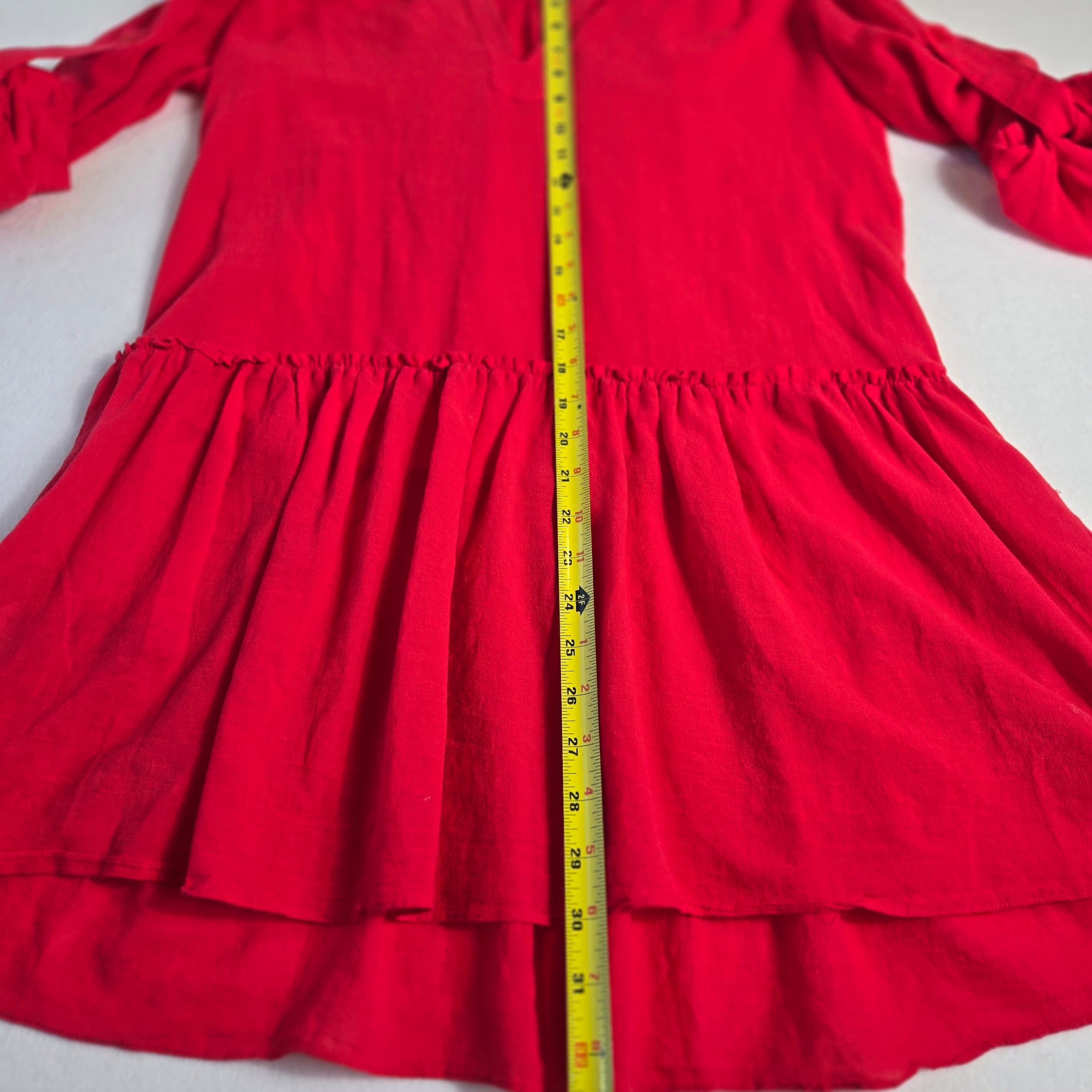 BCBG Maxazria Red Long Sleeve Tunic Dress - Thumbnail 6