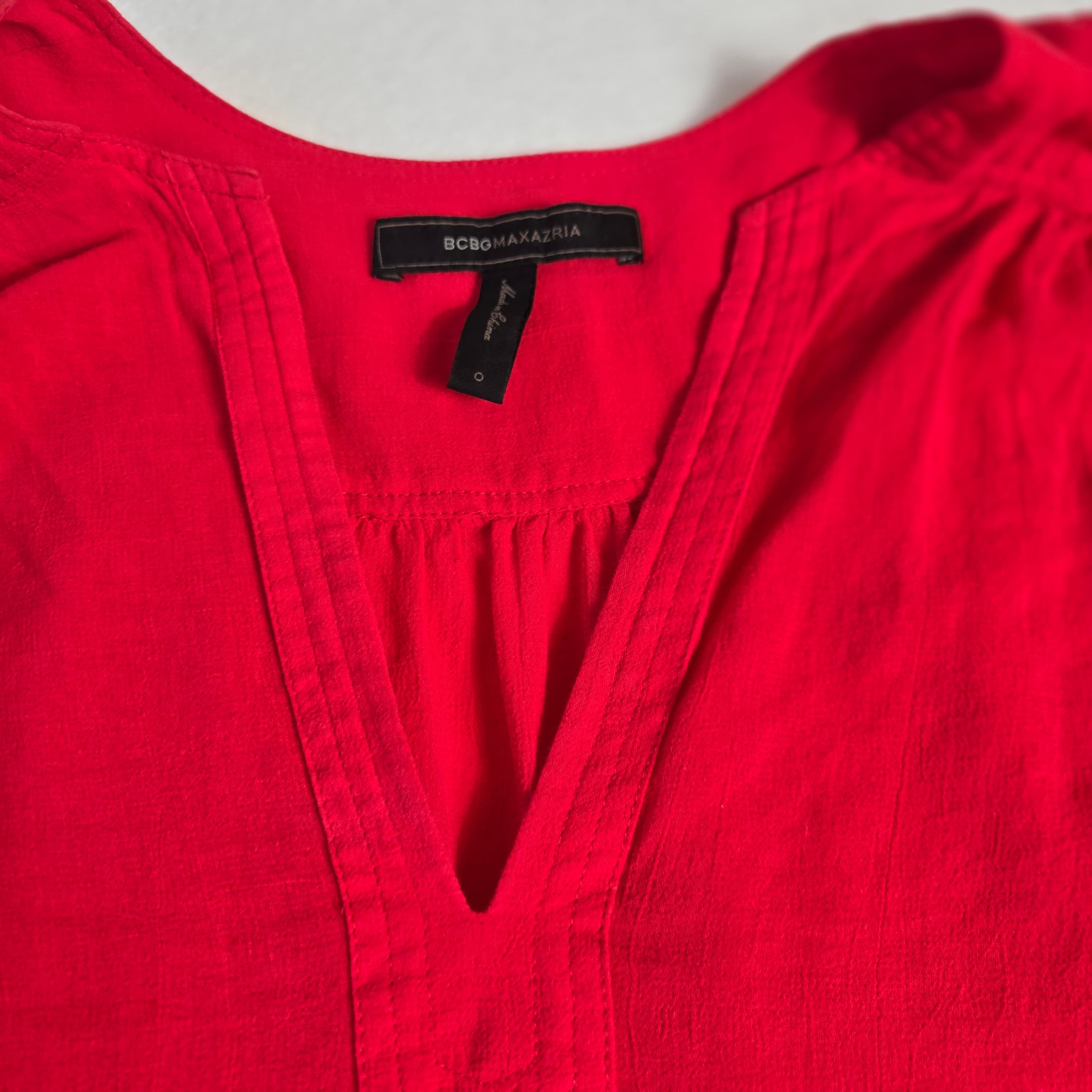 BCBG Maxazria Red Long Sleeve Tunic Dress - Thumbnail 7