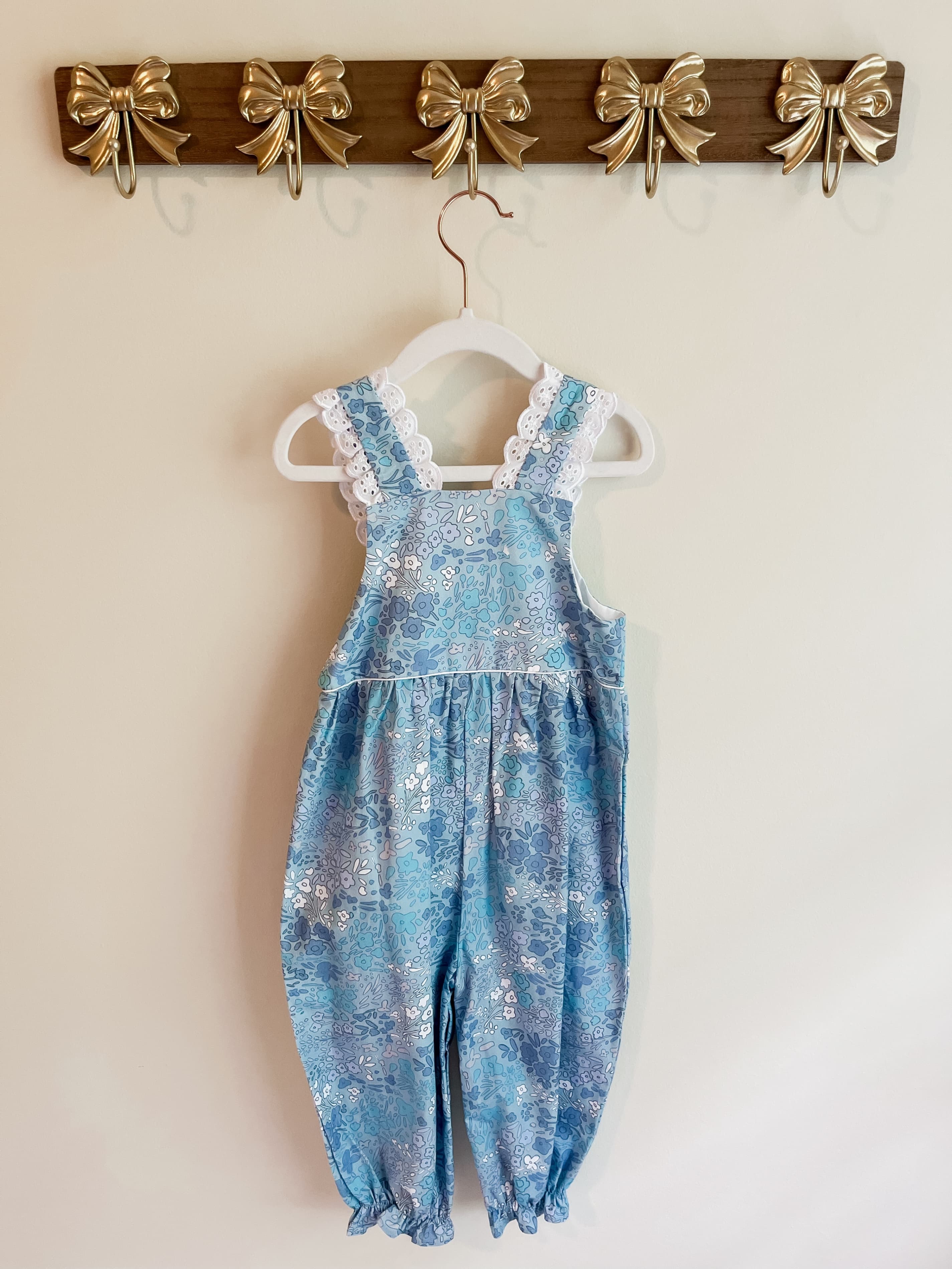 Charming Mary NWT size 3T Blue Floral Lace Ruffle Jumpsuit - Thumbnail 2