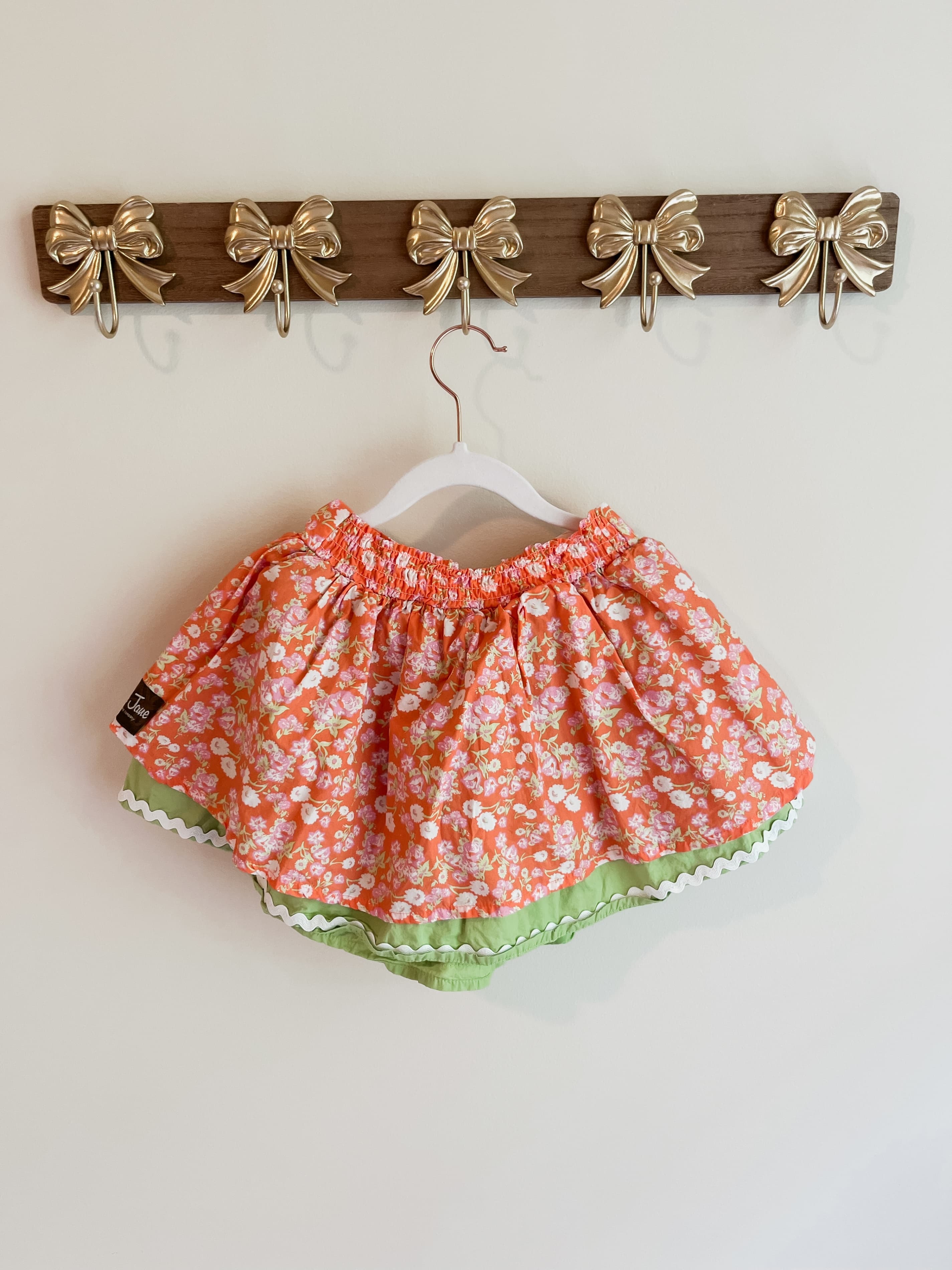 Matilda Jane size 2 Floral Girls Skirt with Green Trim - Thumbnail 2
