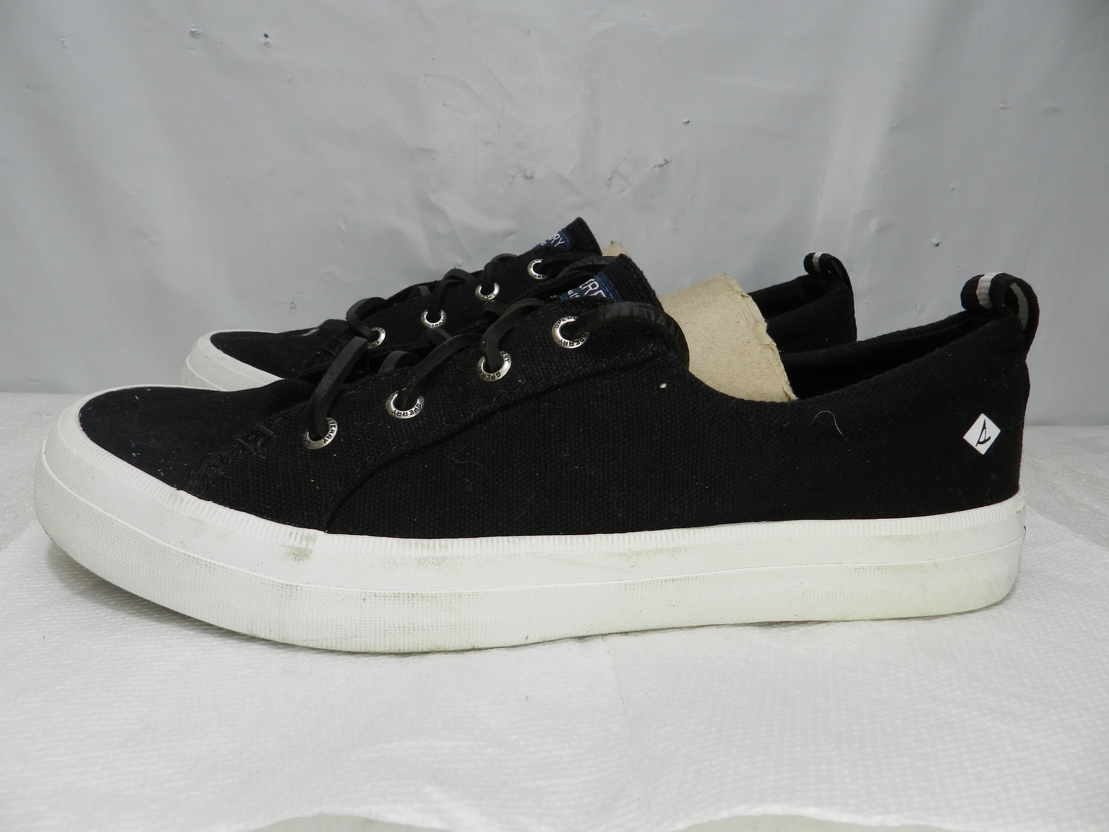 Sperry Black White Canvas Slip-On Memory Foam Women's Casual Flats Size 8.5 N69