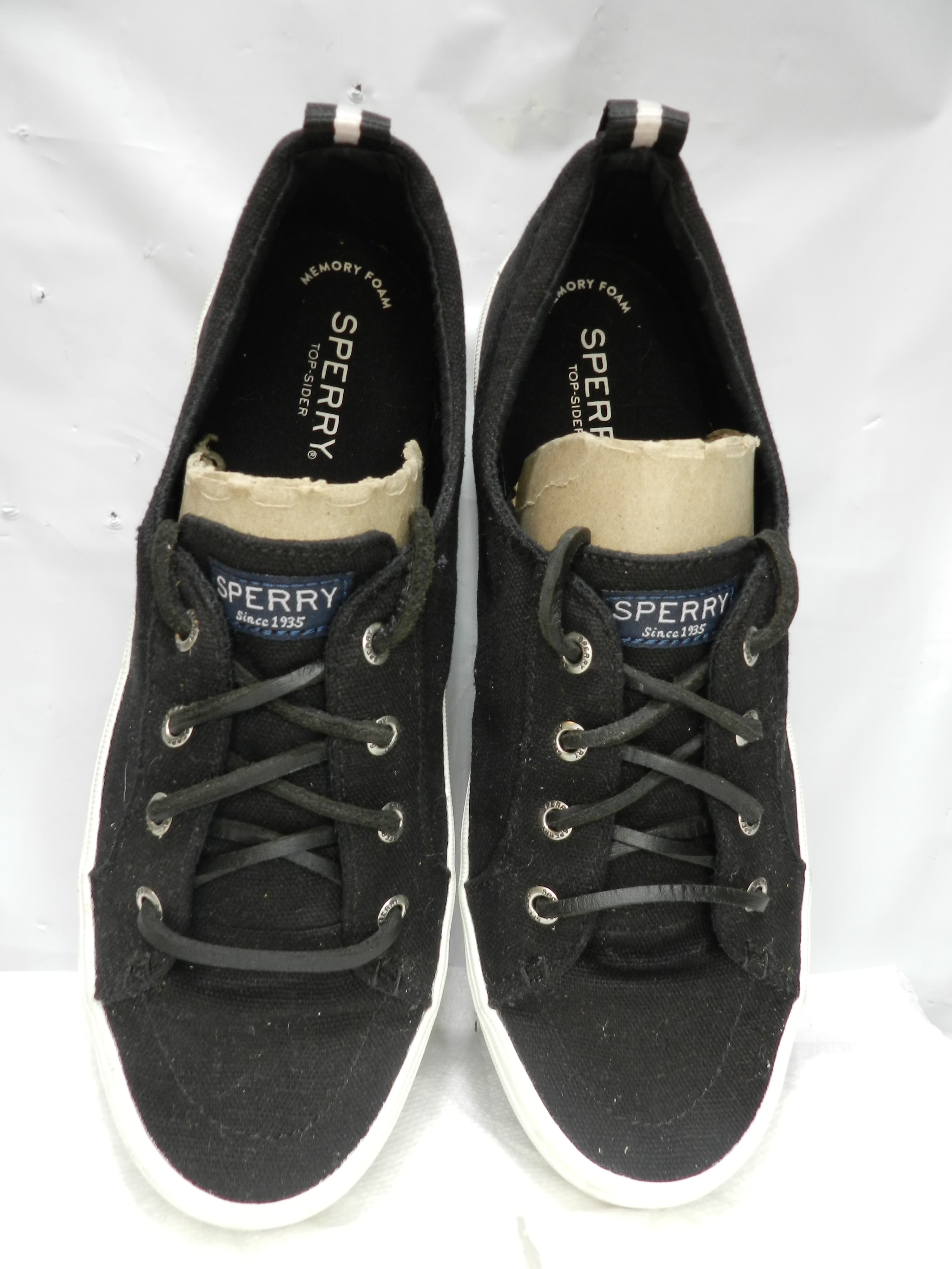 Sperry Black White Canvas Slip-On Memory Foam Women's Casual Flats Size 8.5 N69 - Thumbnail 3