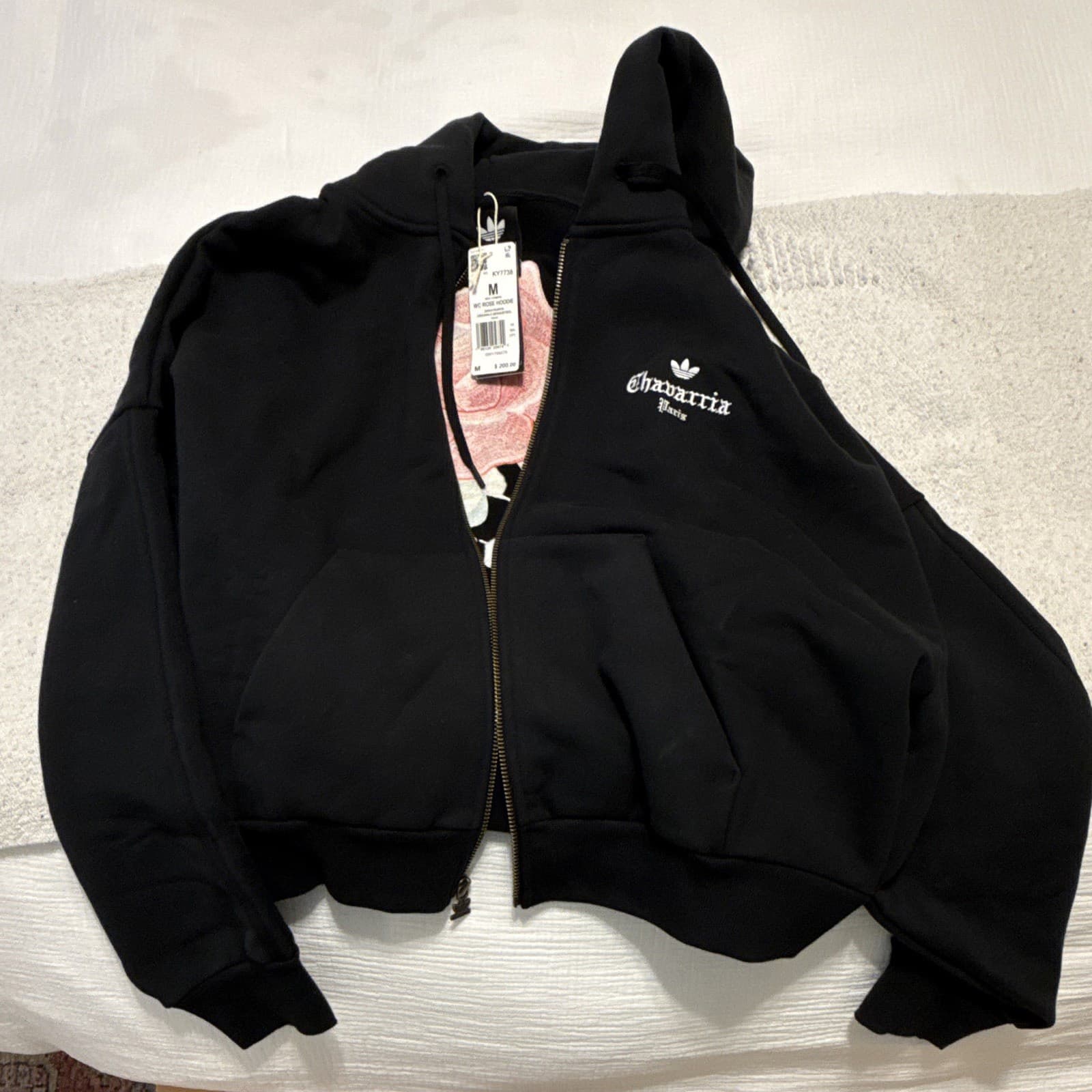 Willy Chavarria x Adidas Originals Rose Zip Hoodie Black - Thumbnail 4