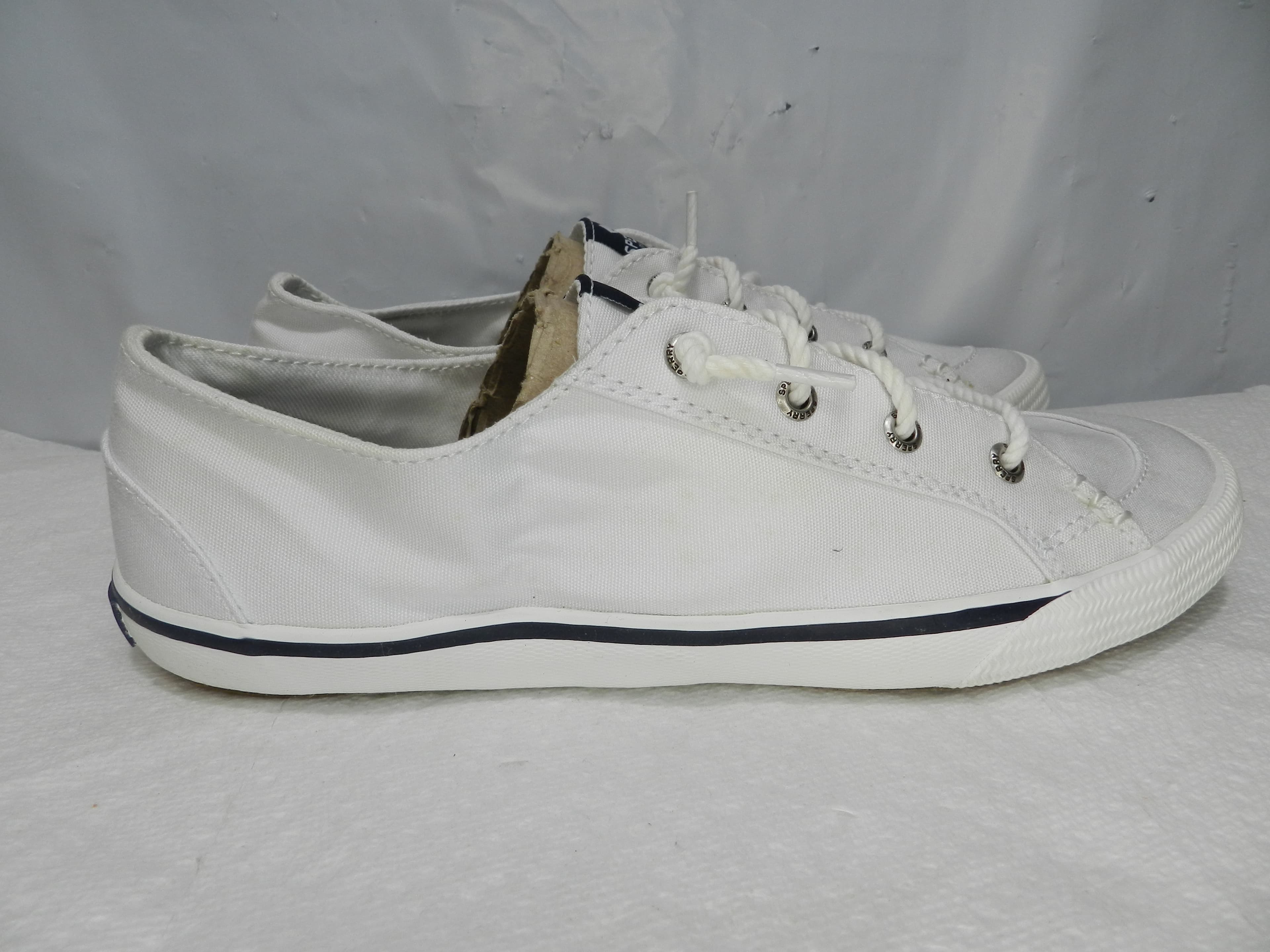 SPERRY Top-Sider Seacoast White Canvas Fashion Boat Sneakers SZ 8  N72