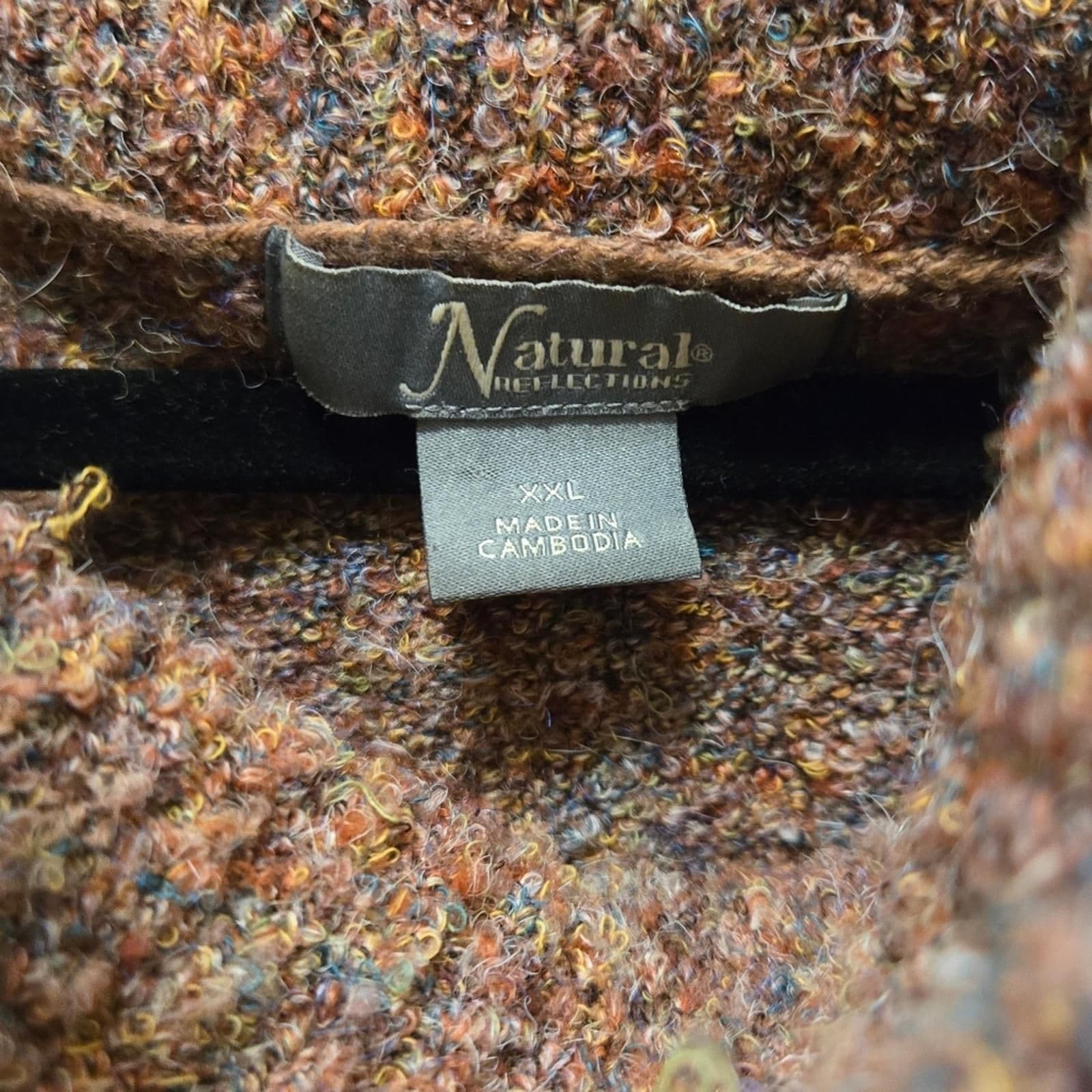 Natural Reflections Heathered Beige Chunky Knit Cowl Neck Sweater - Thumbnail 3