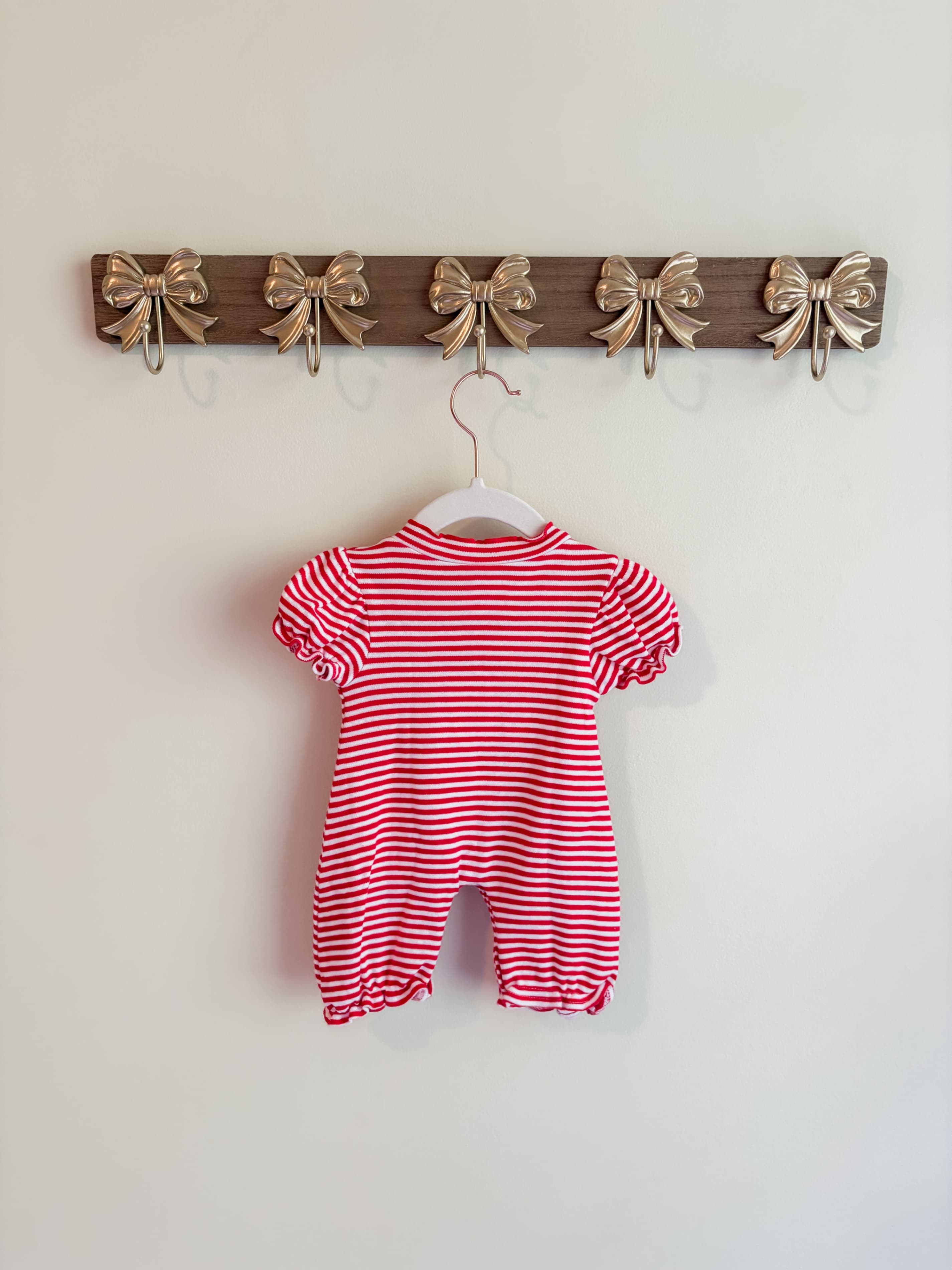 Georgia UGA size 0-3 months Red Striped Romper with Bulldog Embroidery - Thumbnail 2