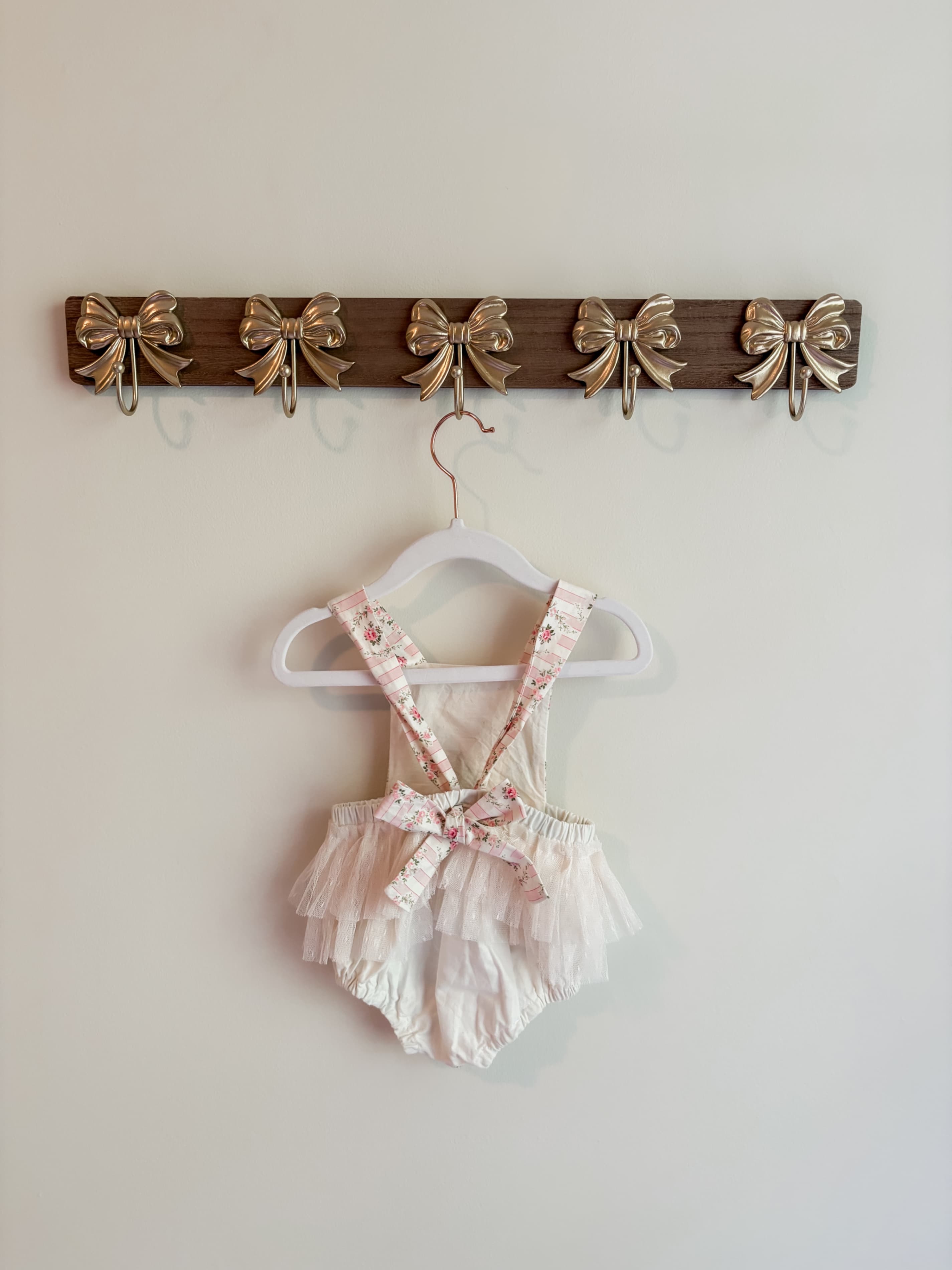 Joy Marie Clothing size 3-6 months Floral Baby Romper with Tulle Skirt and Bow Detail - Thumbnail 2