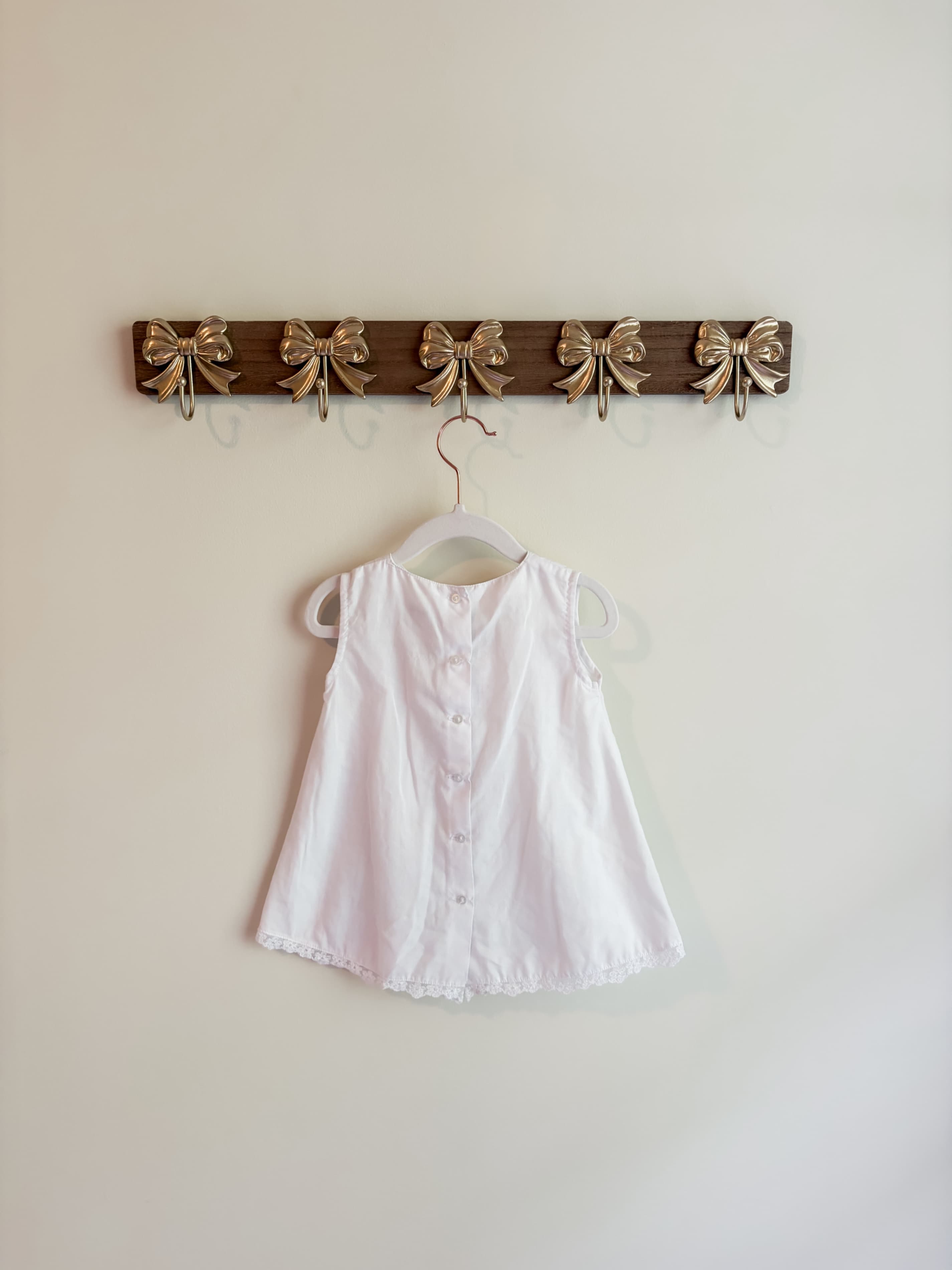 Royal Child size 12 months White Sleeveless Baby Dress with Lace Trim - Thumbnail 2