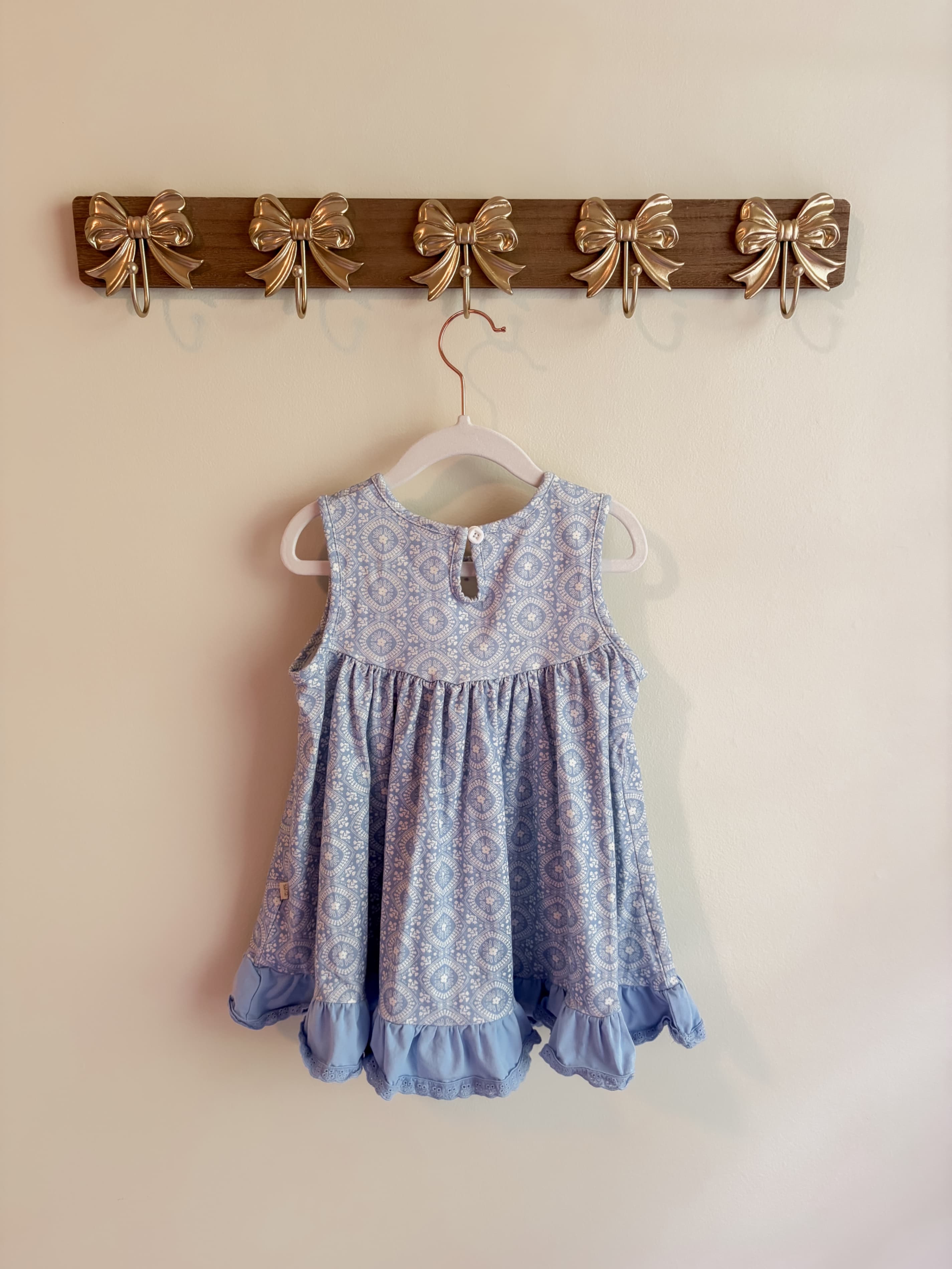 Charming Mary Girls' size 5 Blue Sleeveless top with Ruffle Hem - Thumbnail 2