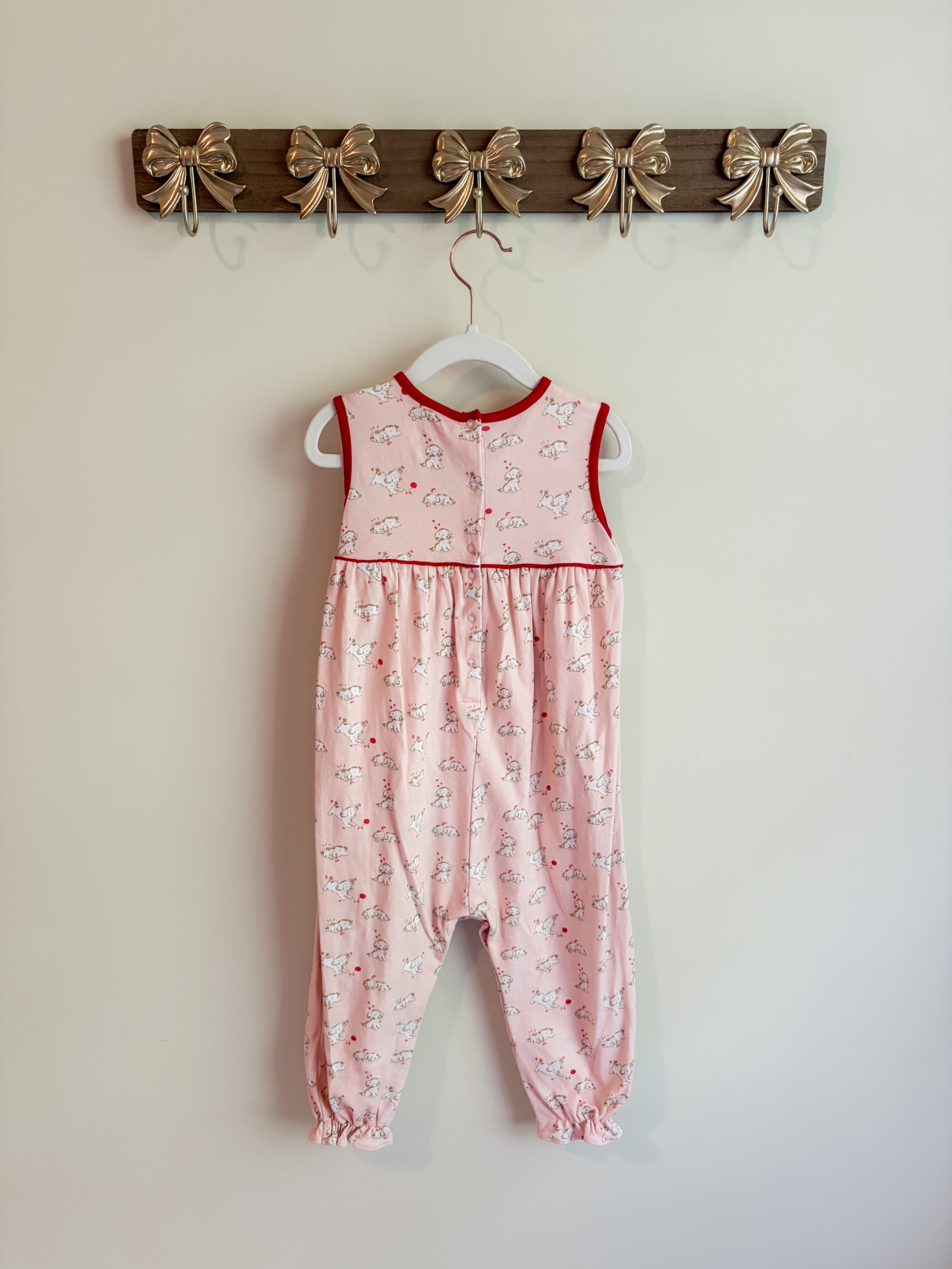 Charming Mary 2T Pink Sleeveless Baby Romper with Puppy Print - Thumbnail 2