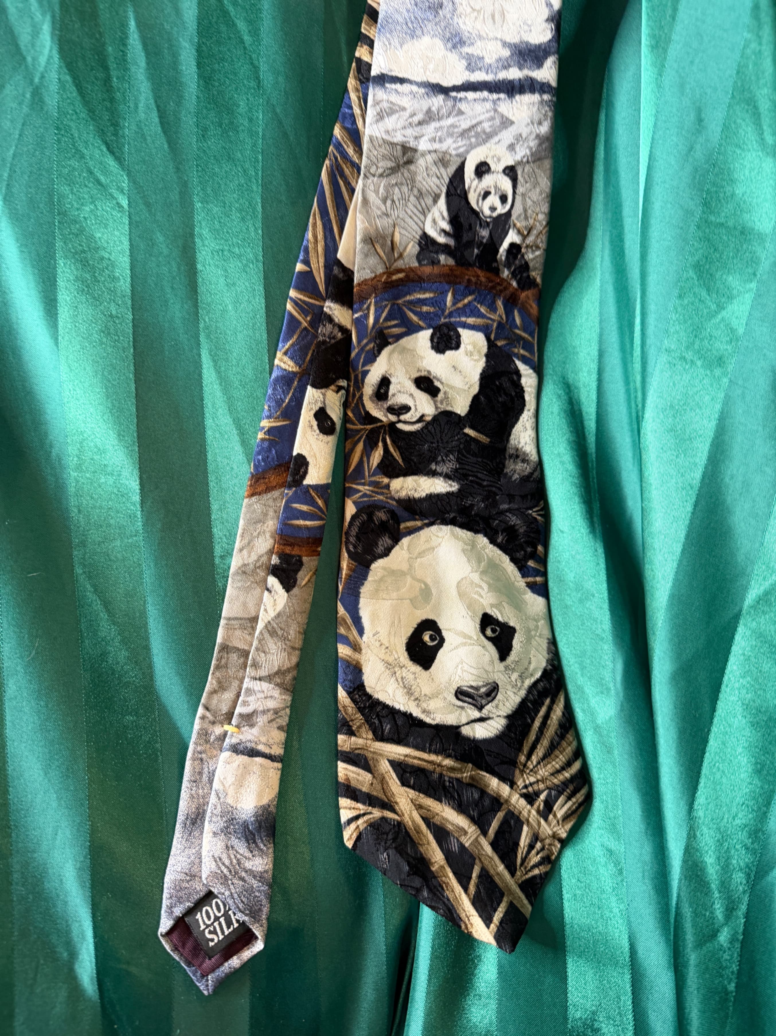 Endangered Species Panda Silk Tie by Marc Dennis 1995 - Thumbnail 3