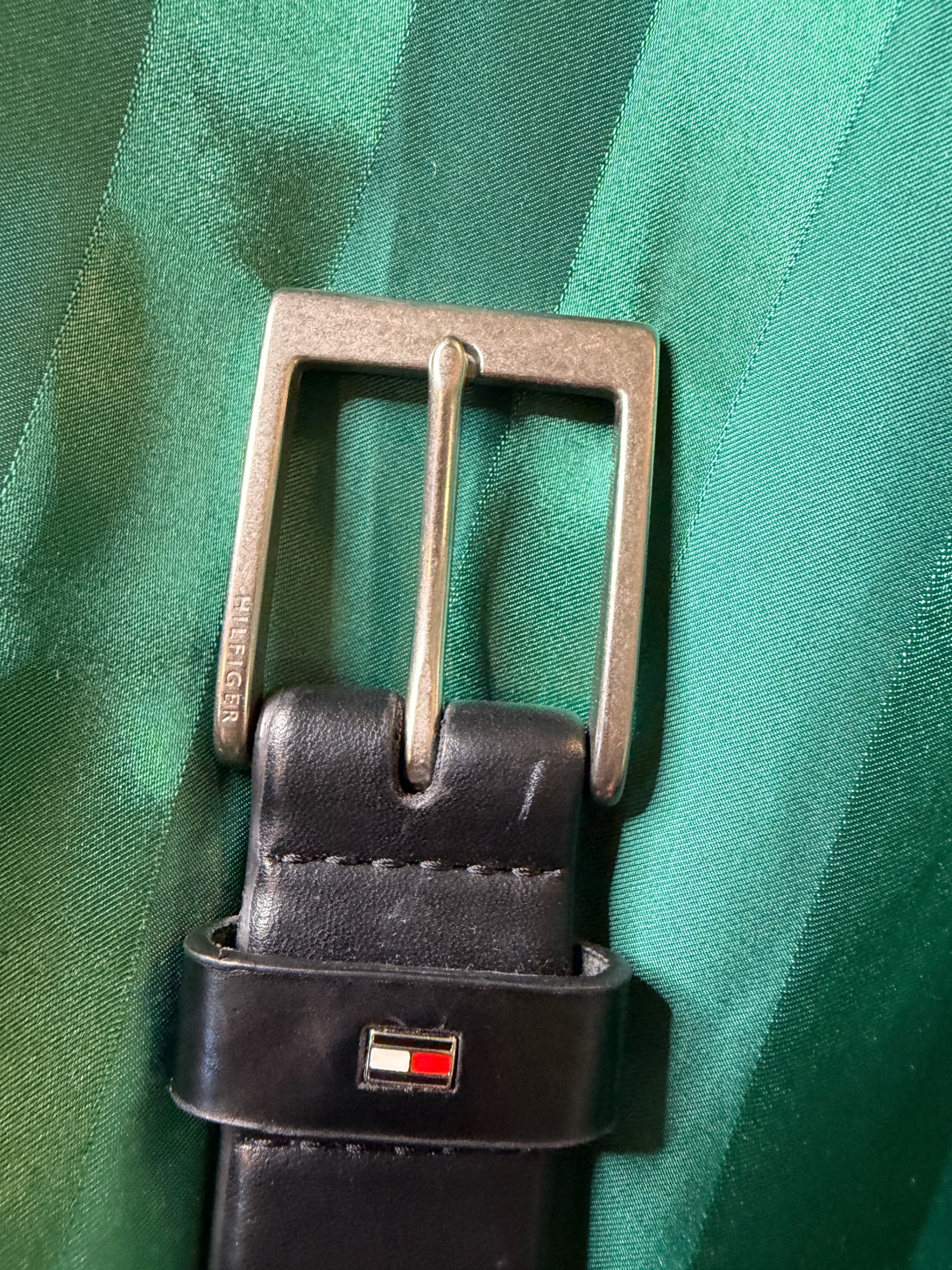 Tommy Hilfiger Black Leather Belt Size 50-52 - Thumbnail 4