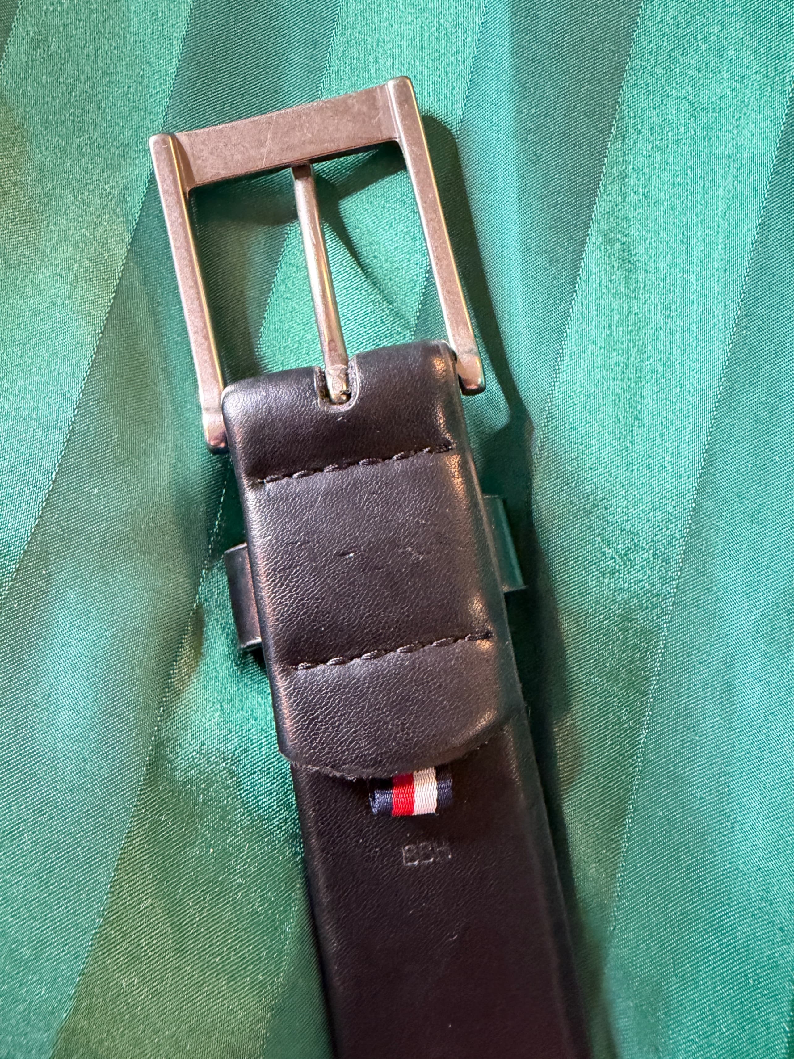 Tommy Hilfiger Black Leather Belt Size 50-52 - Thumbnail 5