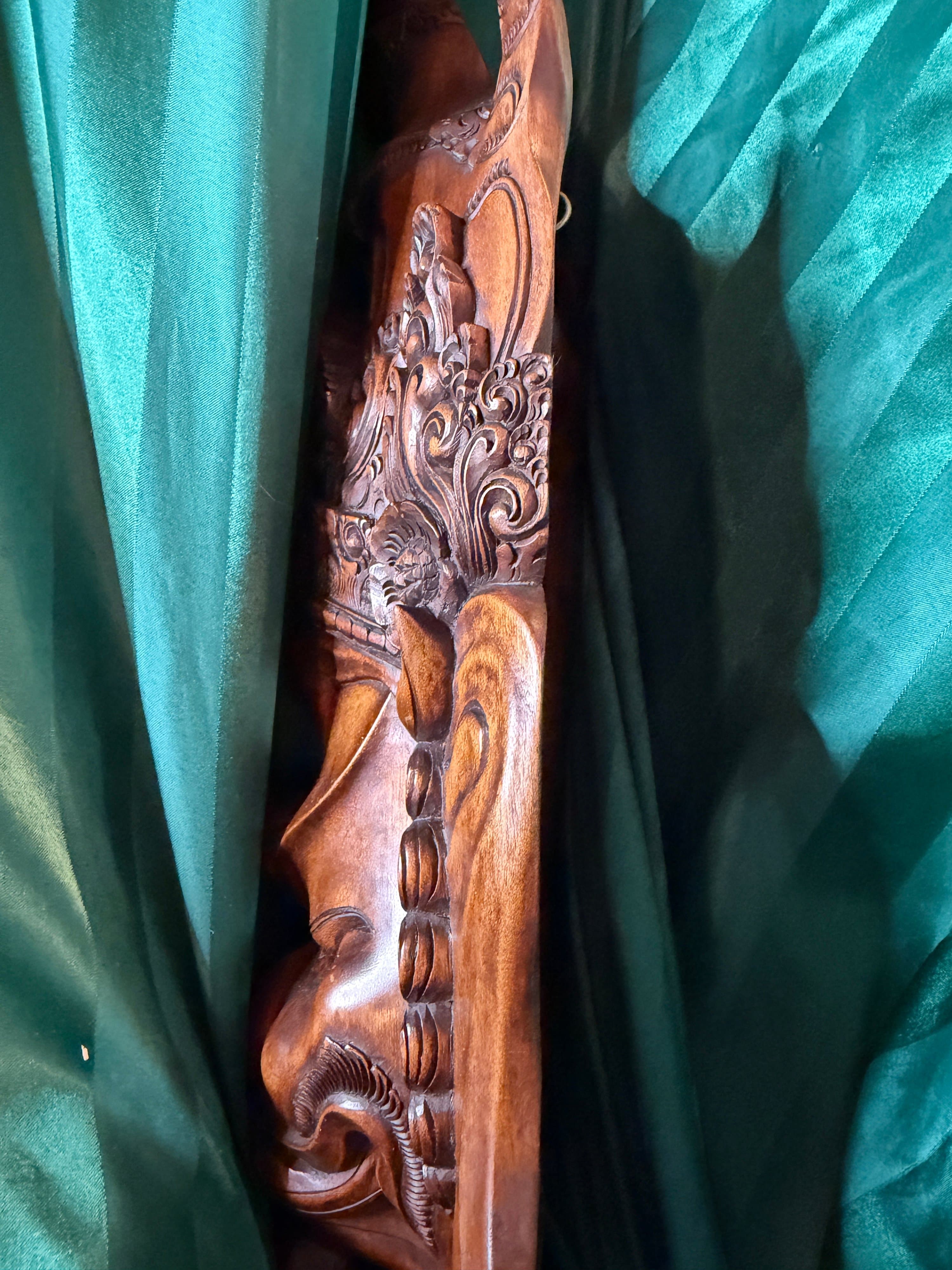 Hand-Carved Wooden Ganesha Wall Mask - Thumbnail 6