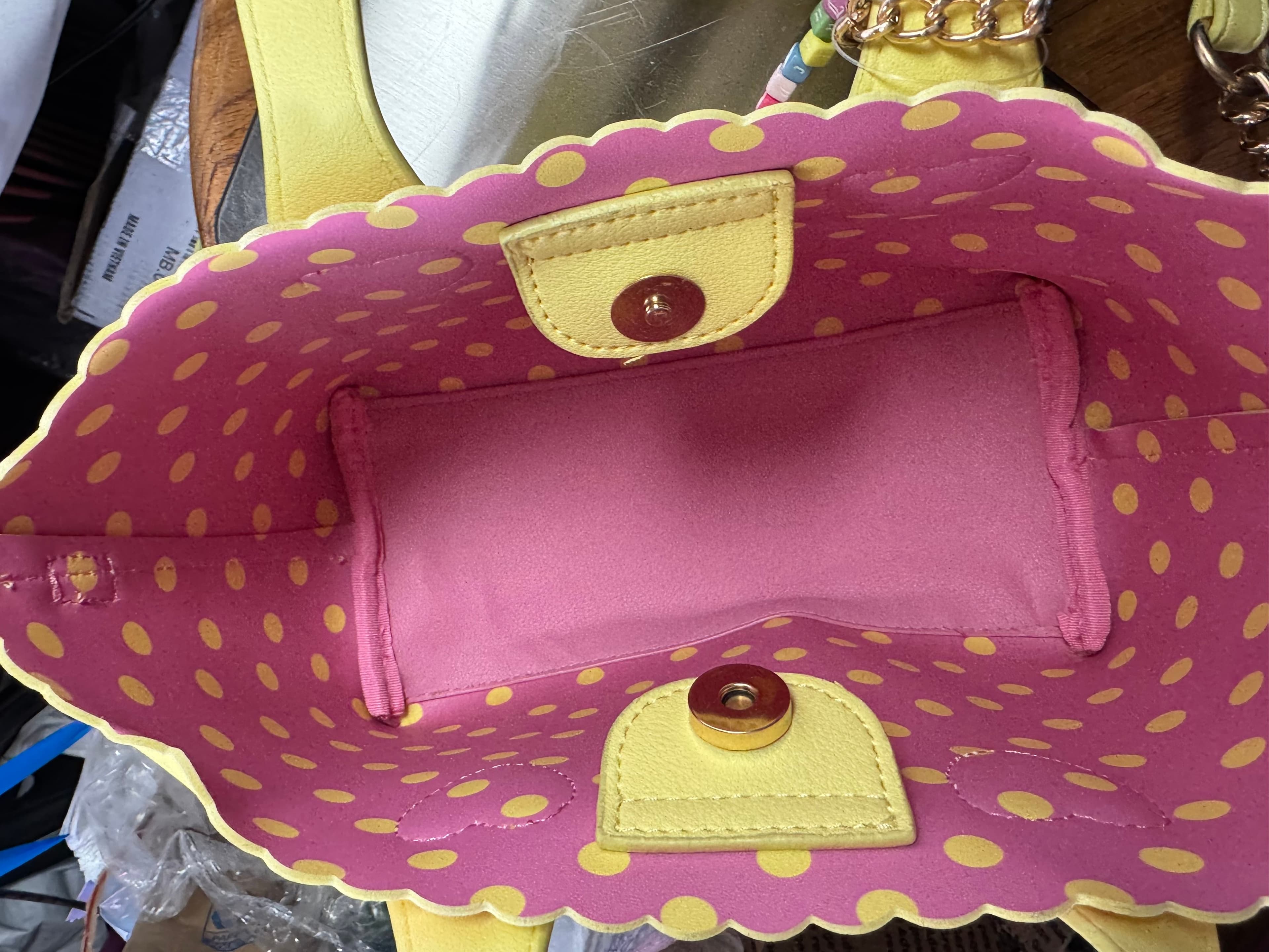 ★ Betsey Johnson Sweet Strawberry Mini Tote Bag NWT Charm Yellow Pink - Thumbnail 2