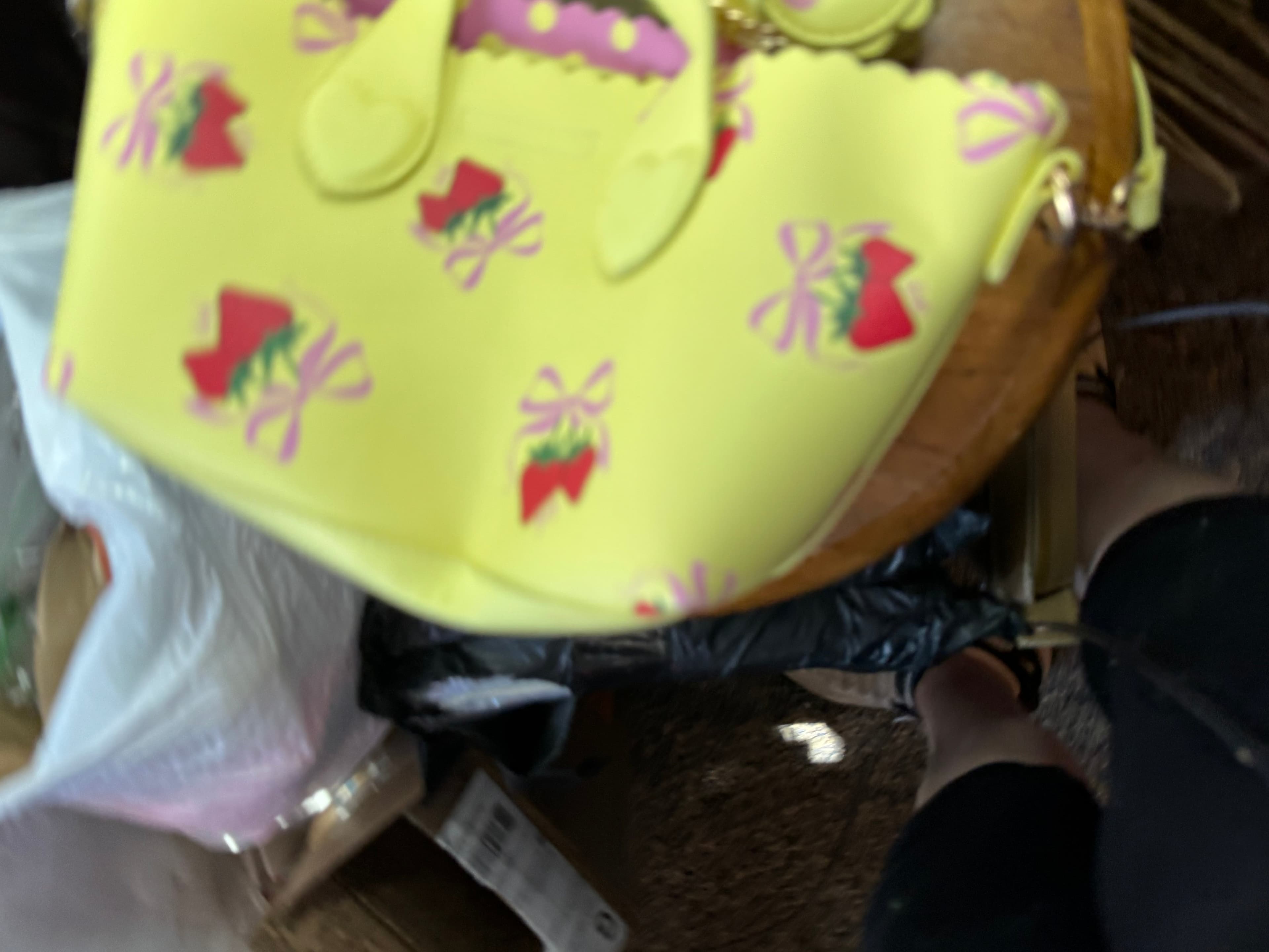 ★ Betsey Johnson Sweet Strawberry Mini Tote Bag NWT Charm Yellow Pink - Thumbnail 3