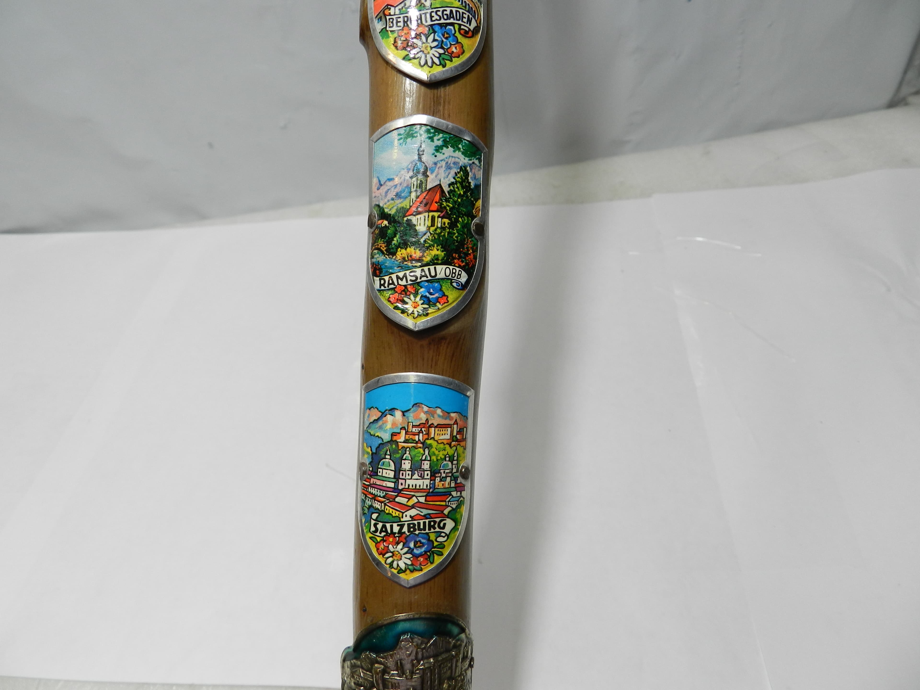 Vintage German Walking Stick Cane (Wanderstock) w/ Badges 36" (N85J) - Thumbnail 7