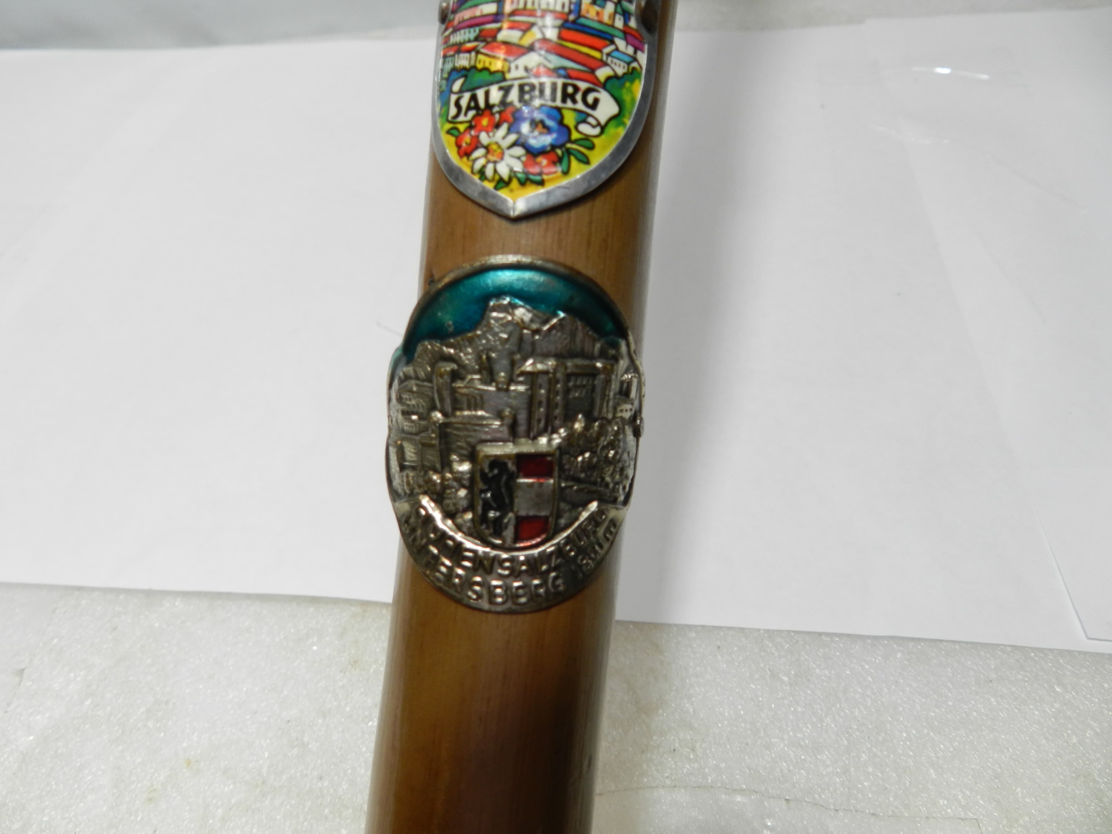 Vintage German Walking Stick Cane (Wanderstock) w/ Badges 36" (N85J) - Thumbnail 8
