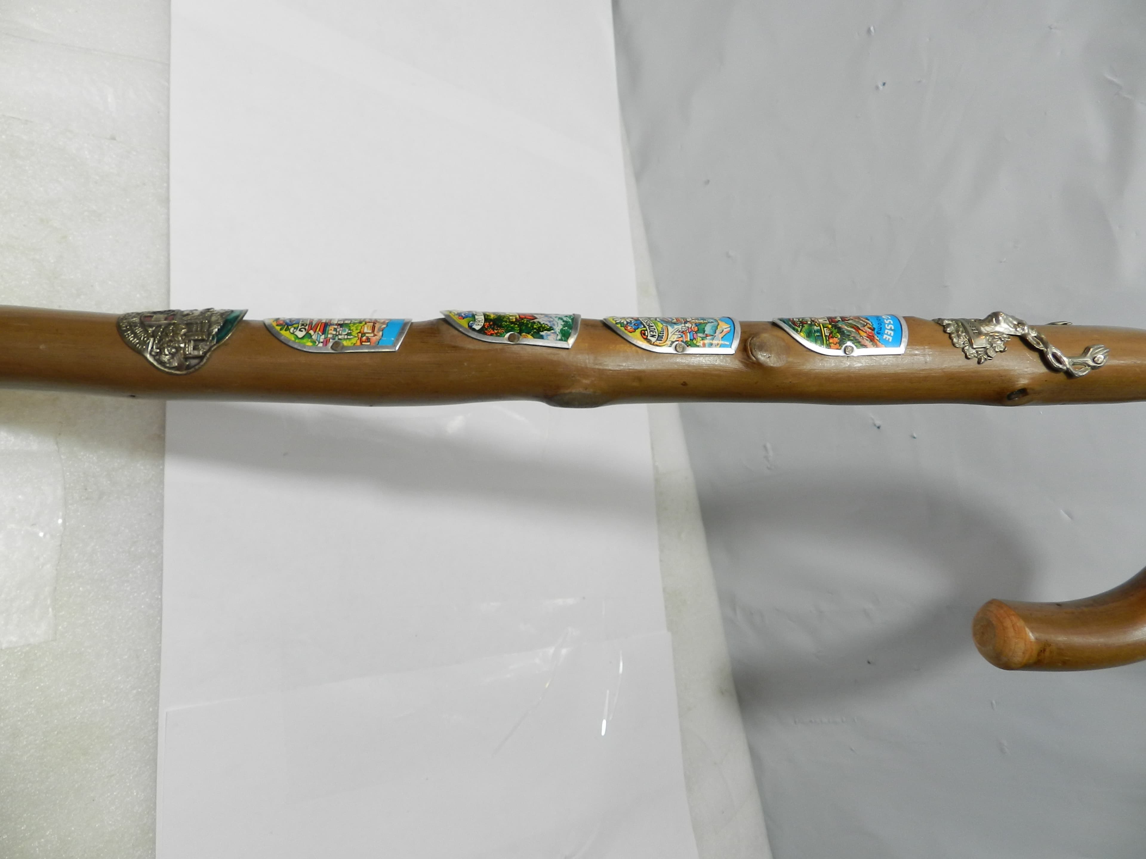 Vintage German Walking Stick Cane (Wanderstock) w/ Badges 36" (N85J) - Thumbnail 10